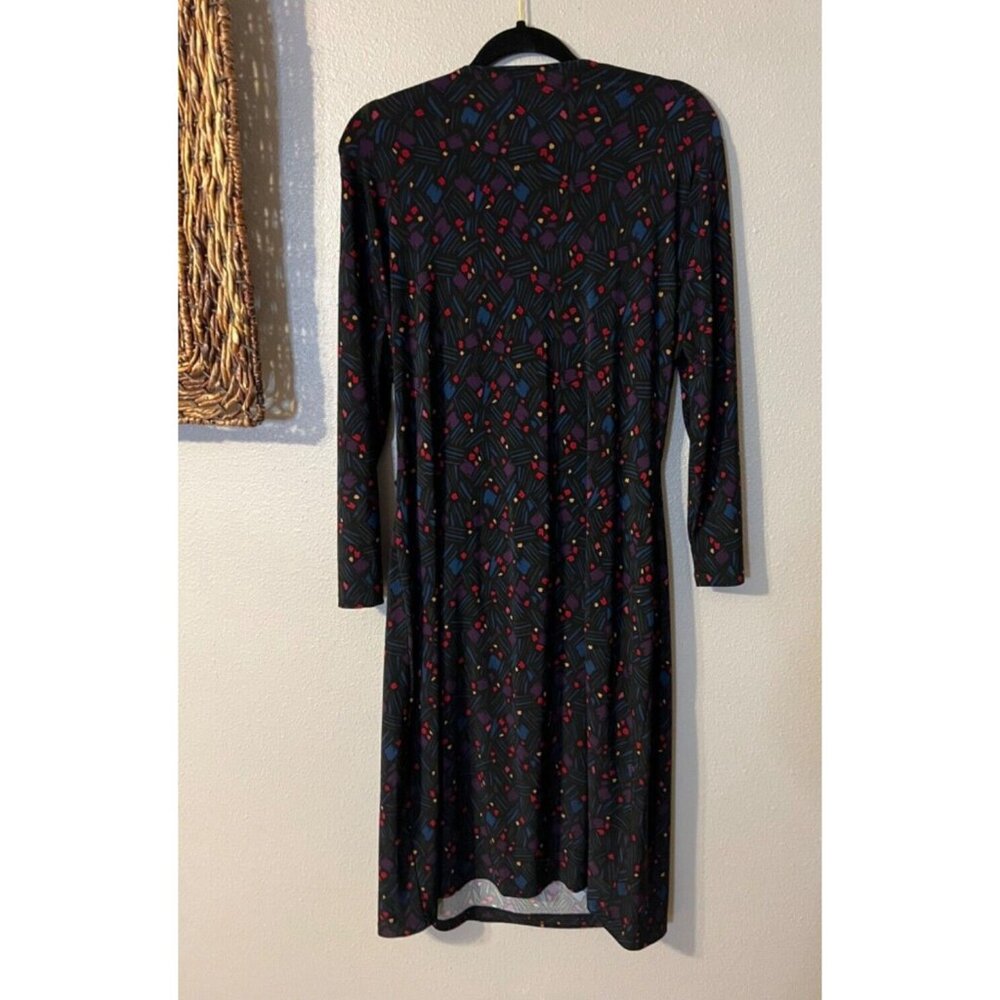 Anne Klein Dress 10 Faux Wrap Print Long Sleeve Stretch Career Church Washable - Picture 8 of 8
